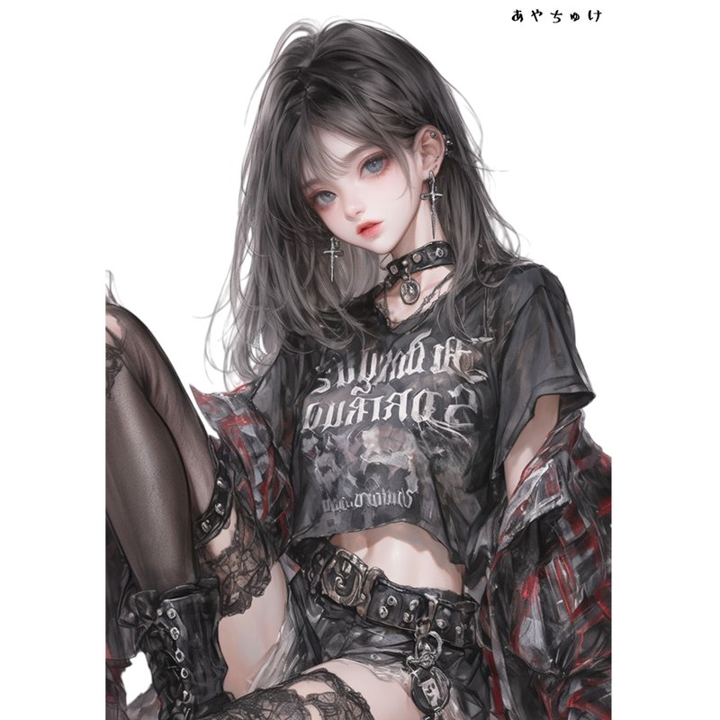 【10月新作5】07-094-0003  人物ステッカー  ライトパンクガール - 貼紙 - 紙 