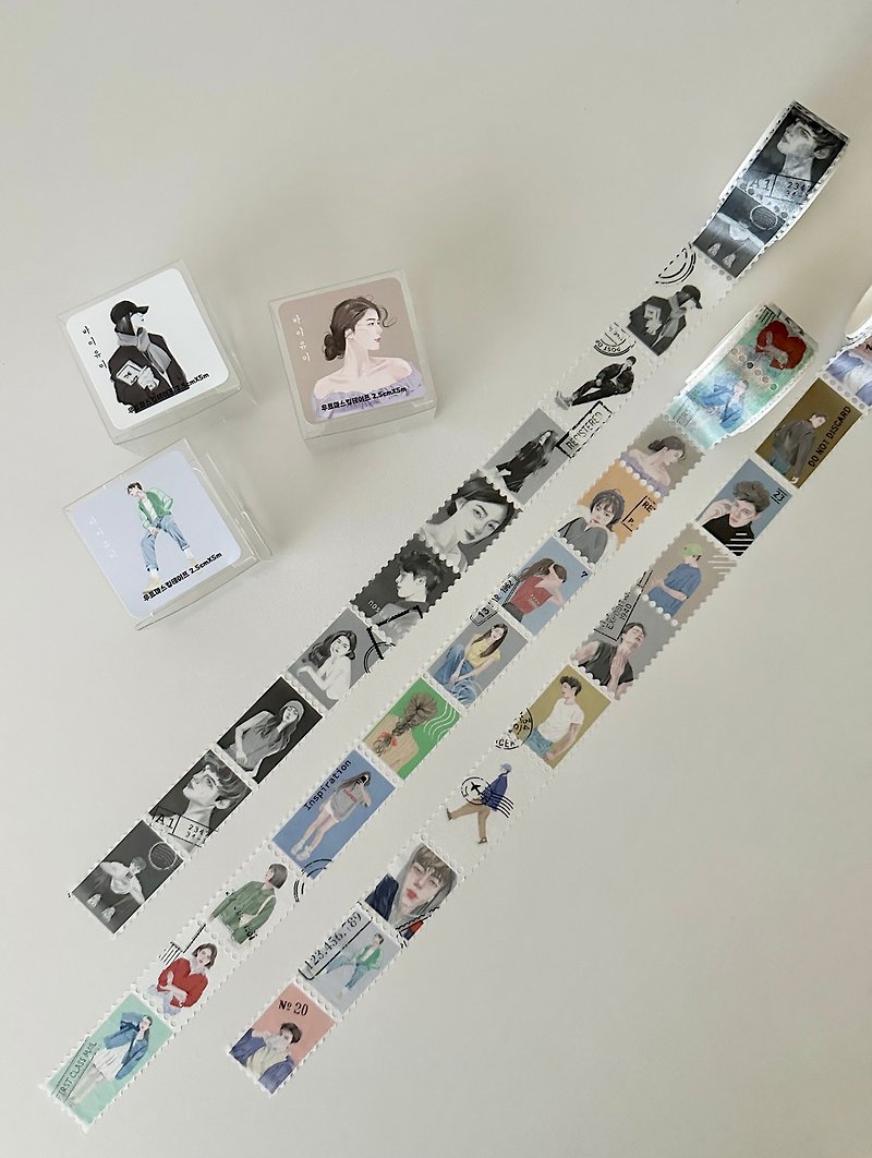 stamp masking tape (BOYS) - 紙膠帶 - 紙 白色
