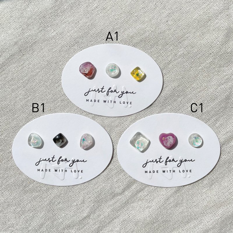 TeenyTinyCraft | 粒粒石•透幻1-3 手工耳骨夾/耳飾/戒指 - 耳環/耳夾/耳骨夾 - 樹脂 