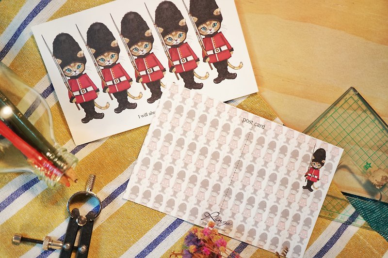 Soldier Nyanko Postcard Akinobu - Cards & Postcards - Paper White