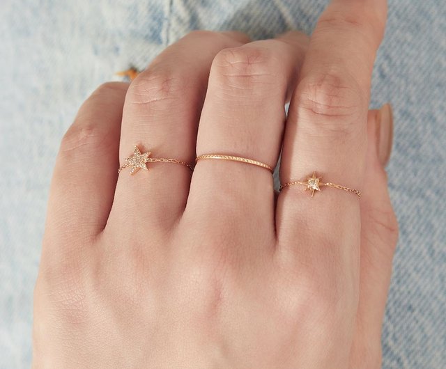 ヴィゼル 八芒星 ダイヤモンド チェーン リング - ショップ