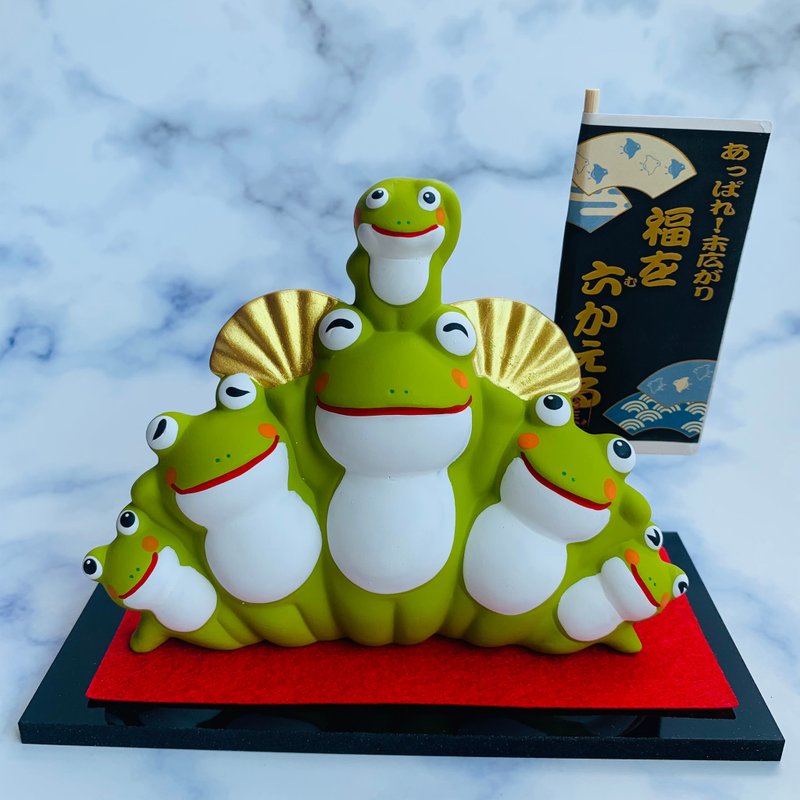 開扇招福蛙-好運平安招財-日本吉祥物 - 擺飾/家飾品 - 陶 