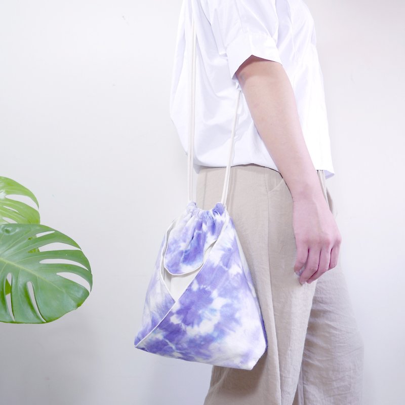 Tie dye/handmade/Kimono bag/hand bag/shoulder bag :Purple circle: - กระเป๋าแมสเซนเจอร์ - ผ้าฝ้าย/ผ้าลินิน สีม่วง