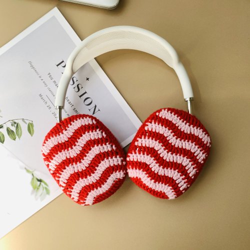 Pawpawcrochet 原創設計手工時尚黑白螺紋撞色 AirPod Max 保護套 索尼 XM5 頭戴