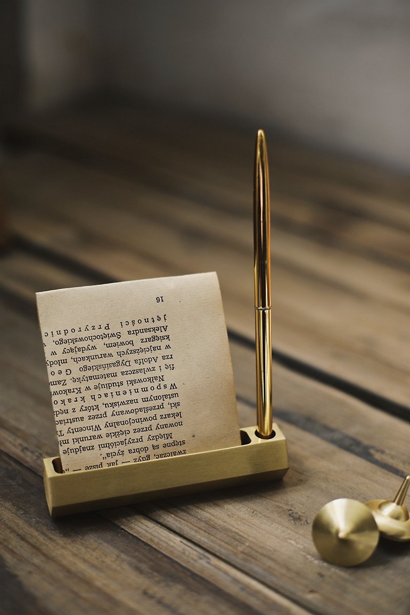 Brass business card holder business card holder pen holder business gift - ที่ตั้งบัตร - ทองแดงทองเหลือง 