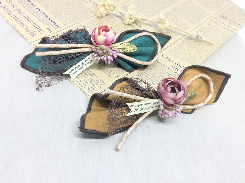 Vintage suede flower spring clip automatic clip french clip french clip - Hair Accessories - Other Materials Multicolor