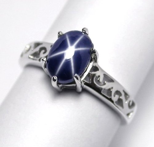 homejewgem 3.05 ct Natural star blue sapphier ring silver sterling size 7.0 free resize