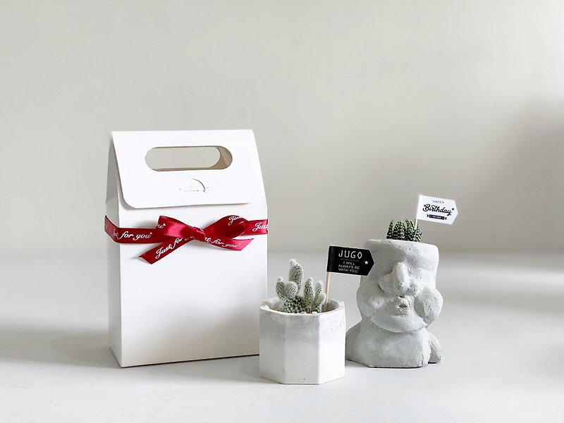 Gift box packaging + cards for small potted plants (excluding potted plants and plants) @JU多肉 - Handbags & Totes - Paper White