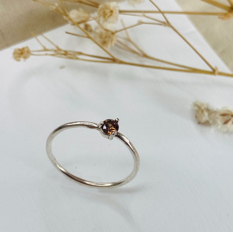 [Shen Jing] Sterling Silver- Brown Diamond Ring - แหวนทั่วไป - เงินแท้ สีเงิน