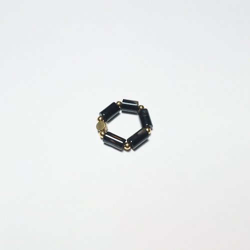 JUelry Design 鎖鏈 - 黑玉髓戒指 - Chain ring (chalcedony)