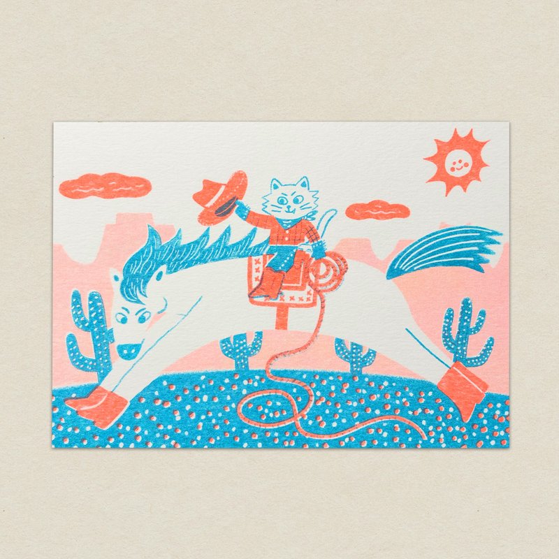 貓仔很忙/孔版印刷明信片 - 卡片/明信片 - 紙 多色