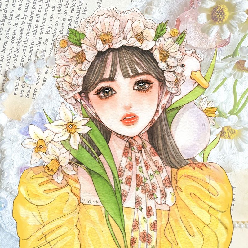 spring girl sticker - 貼紙 - 紙 黃色