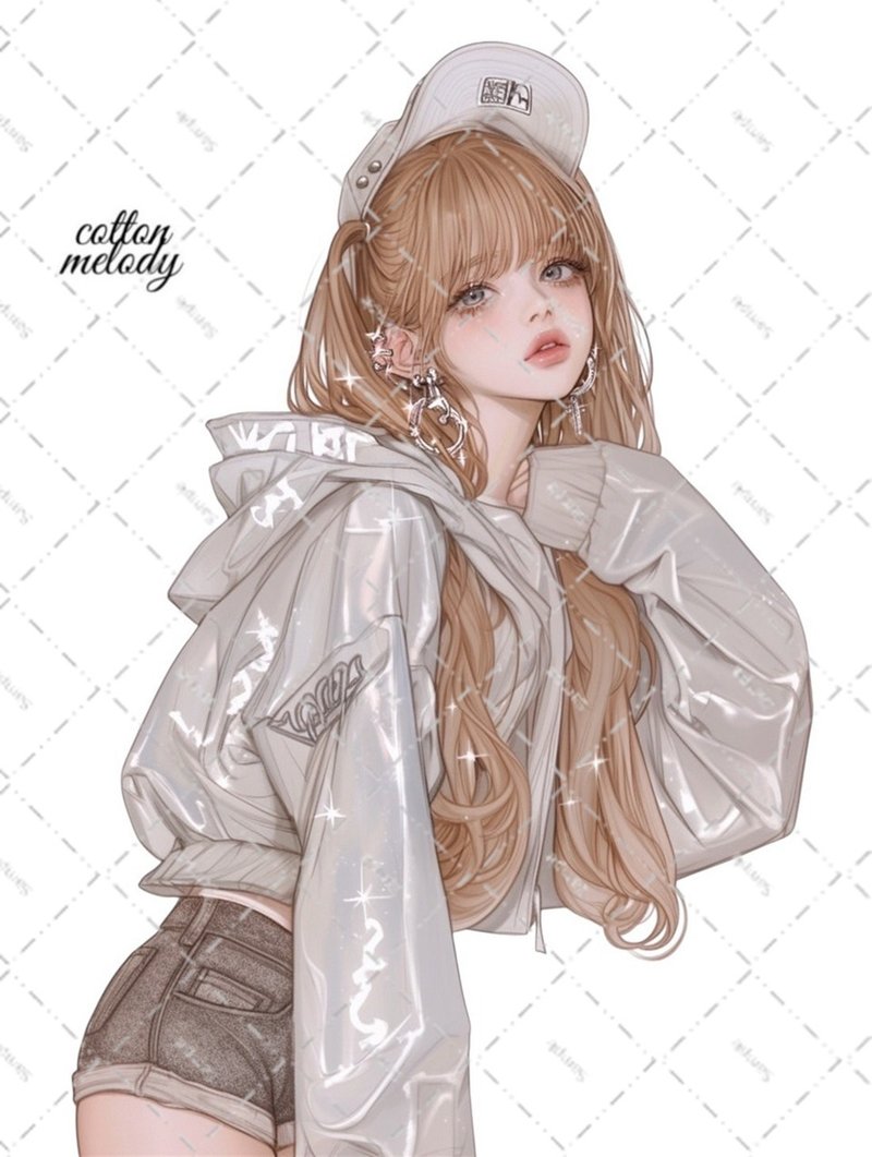 original sticker no.6260 人物ステッカー オリジナルステッカー 人物ステッカー 女の子ステッカー オリジナル人物ステッカー - 貼紙 - 紙 