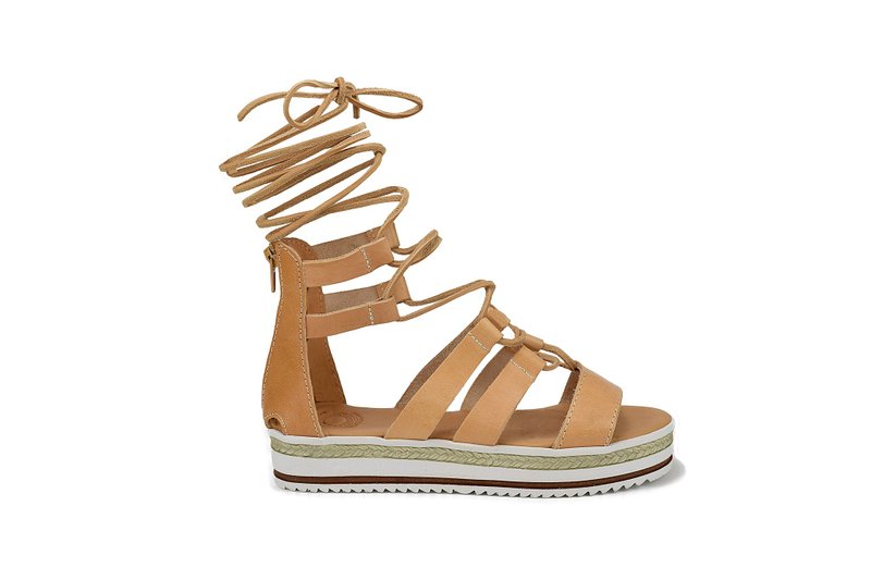 Lace Up Platform Sandals Knee High Gladiator Shoes Genuine Leather Greek Sandals - 涼鞋 - 真皮 咖啡色
