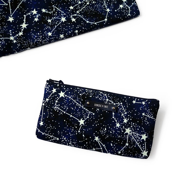 Luminous Star Pen Bag Pleated Storage Bag - กระเป๋าเครื่องสำอาง - ผ้าฝ้าย/ผ้าลินิน สีน้ำเงิน