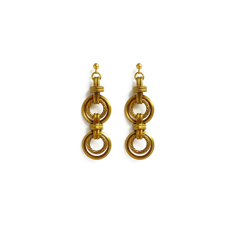 Ficelle | Handmade Brass Natural Stone Bracelet | [Mian] Copper Words - Earrings - Earrings & Clip-ons - Copper & Brass 