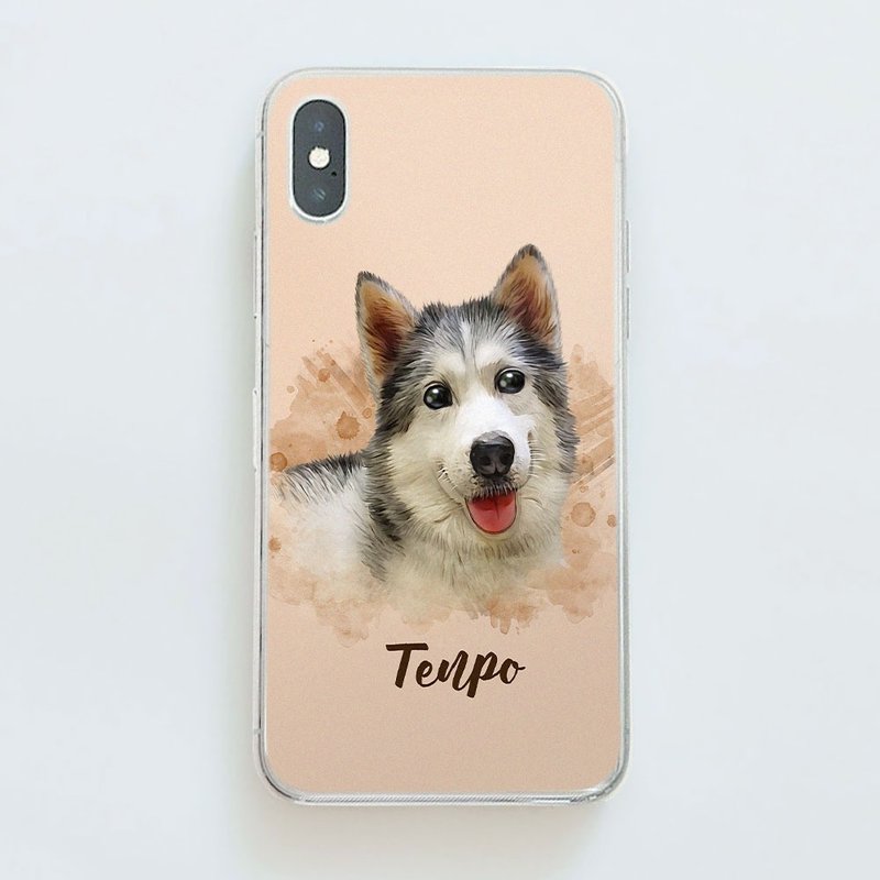 客製化 人物寵物畫 / iPhone手機殼 (水彩風) - 似顏繪/客製畫 - 塑膠 透明