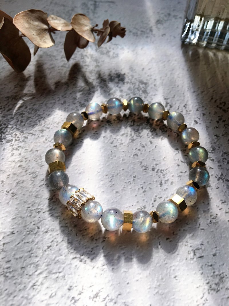 Rectangular diamond Stone// IPL labradorite - Bracelets - Crystal Gray