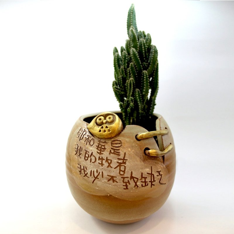 Yoshino Eagle-005│ [Evangelion] owl hand-made pottery succulent plant healing cute gospel - Plants - Pottery Gold