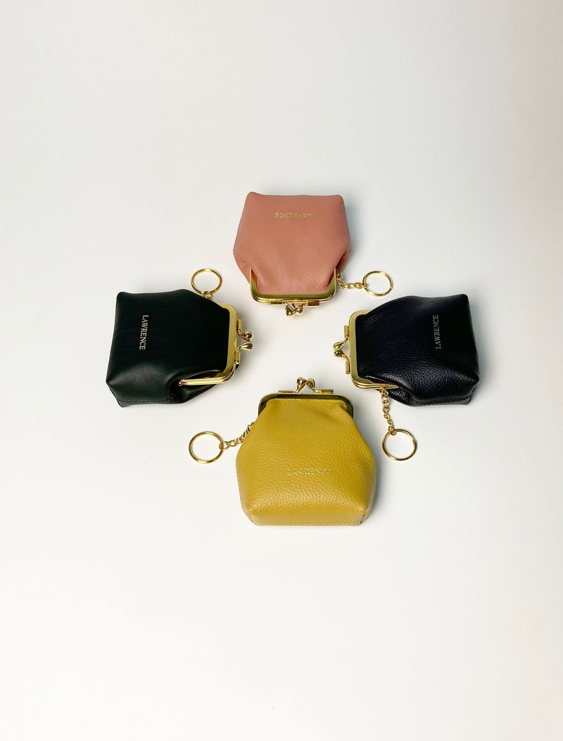 Retro cowhide gold-tone four-color handy key bag - กระเป๋าสตางค์ - หนังแท้ 