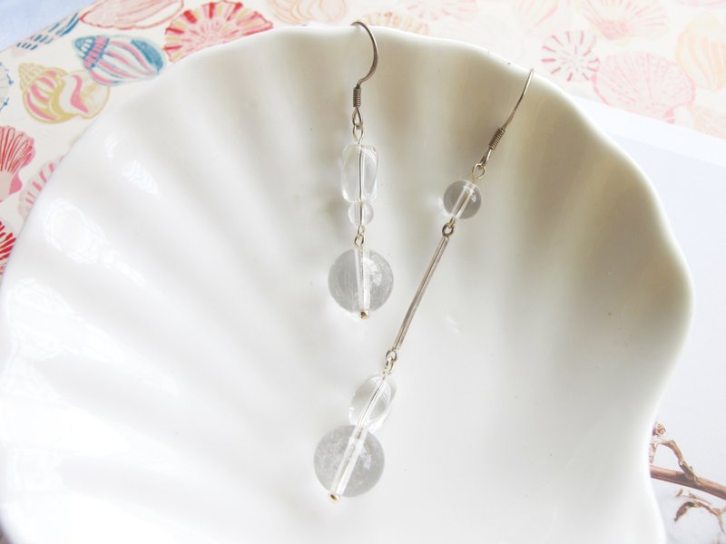 白水晶 925純銀耳環【純白妍寧】平衡 圓滿 主健康 清除負能量 - 耳環/耳夾/耳骨夾 - 水晶 多色
