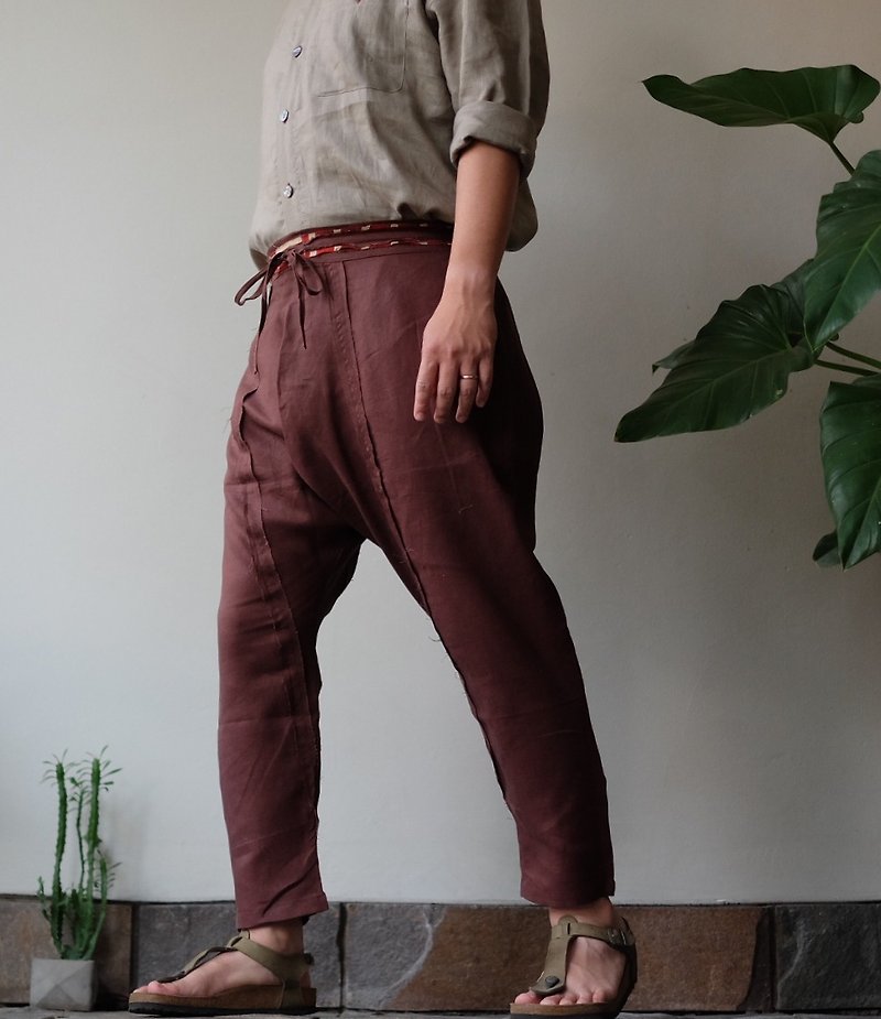 COTE BROWN - Unisex Pants - Linen 