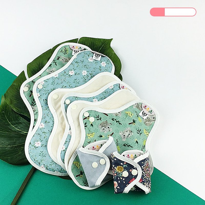【韓國 hannahpad】少量日用八片組_有機純棉布衛生棉 - 布衛生棉/生理用品 - 棉．麻 綠色
