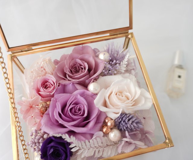 Permanent flower gold edge jewelry box jewelry box jewelry box storage box  customized birthday gift newlyweds - Shop shes-flower Dried Flowers &  Bouquets - Pinkoi