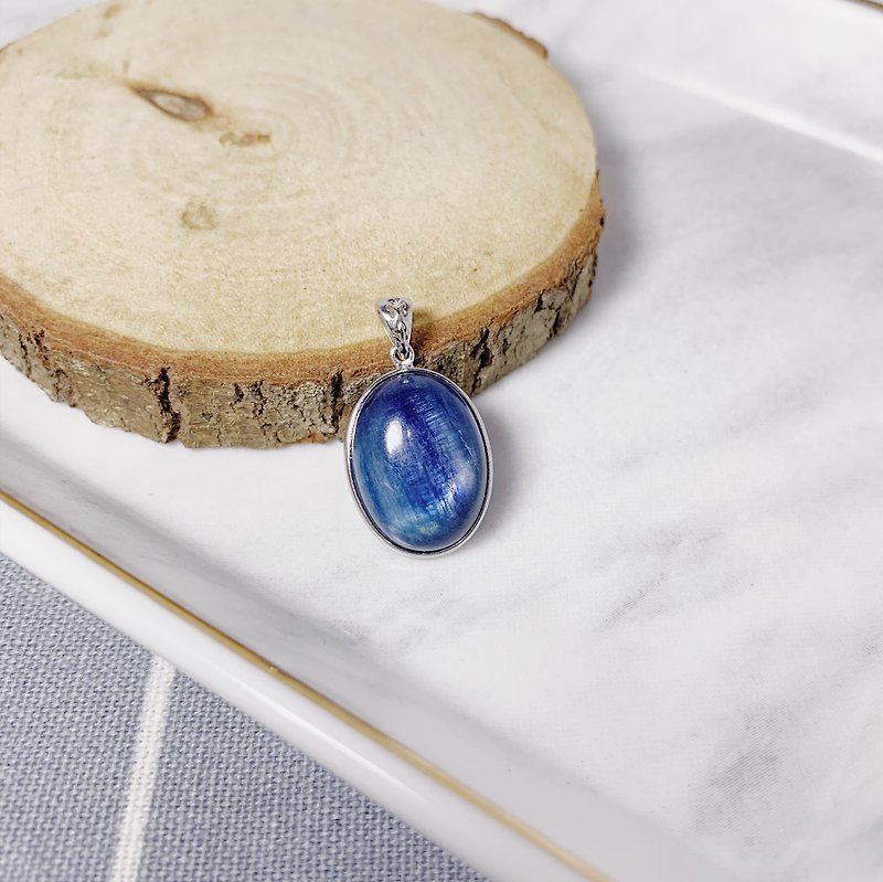 MH sterling silver natural stone necklace _Russian blue cat _ kyanite - Bracelets - Semi-Precious Stones Blue
