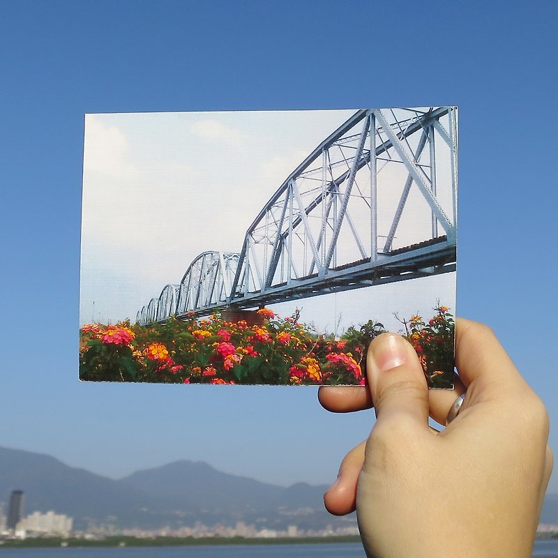 Quietly draw cool card / multifunctional storage postcard / old iron bridge II - Cards & Postcards - Paper Blue