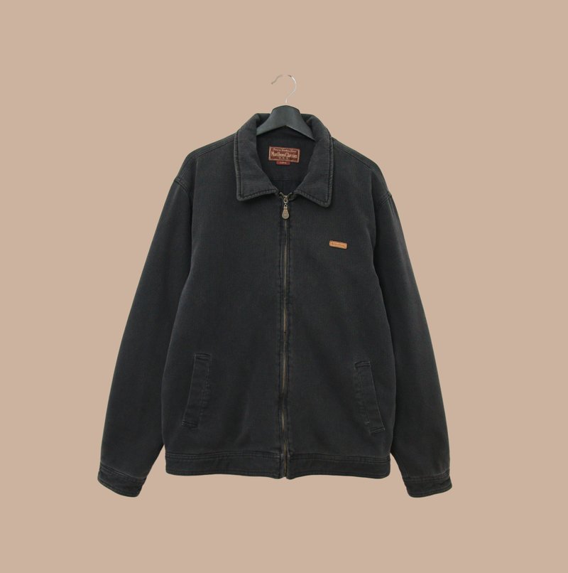 Back to Green- 絨布領外套 Marlboro 黑 鋪棉 vintage jacket - 男夾克/外套 - 棉．麻 