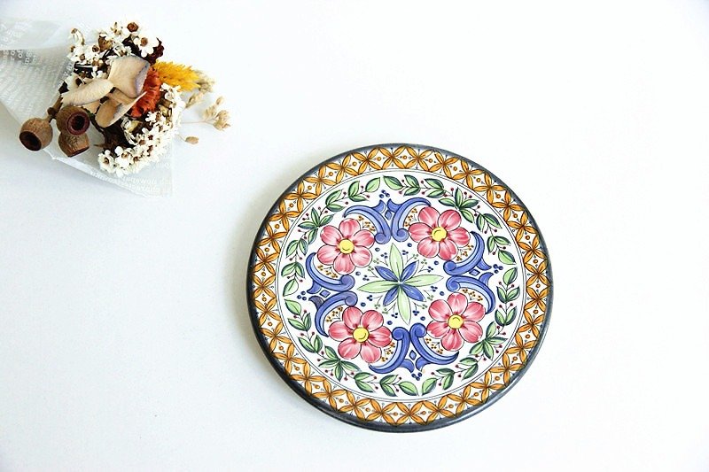【Good day fetus】 Germany vintage ancient pieces of flowers hand-painted small porcelain plate - Small Plates & Saucers - Pottery Multicolor