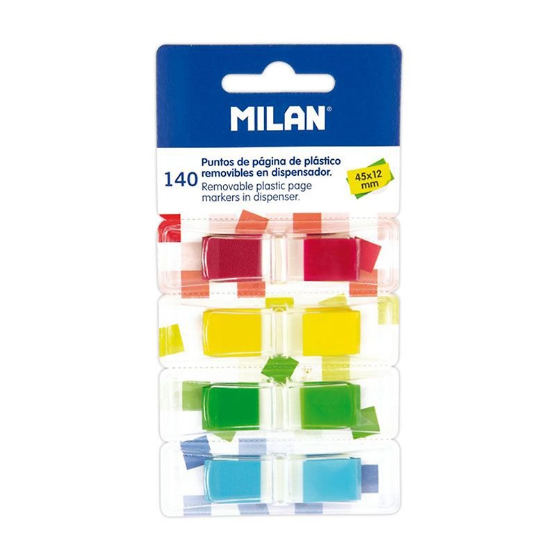 MILAN removable paging label stickers_4 colors_45*12mm_140 sheets - Sticky Notes & Notepads - Plastic 