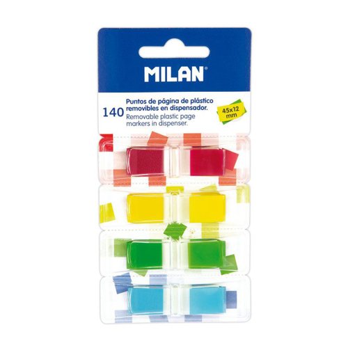 MILAN 西班牙百年經典文具 MILAN抽取式分頁標籤貼 4色 45*12mm 140張
