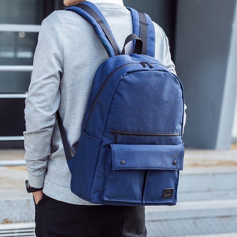 休閒 上班 後背包 超輕身 防潑水 香港品牌  Urbanist - 深藍色 - 後背包/書包 - 防水材質 藍色