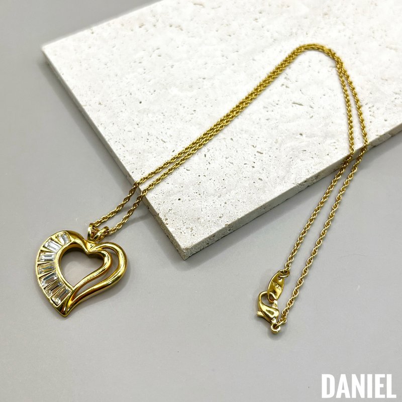 •DANIEL• 歐美老件 AVON經典排鑽愛心項鍊 - 項鍊 - 其他金屬 金色