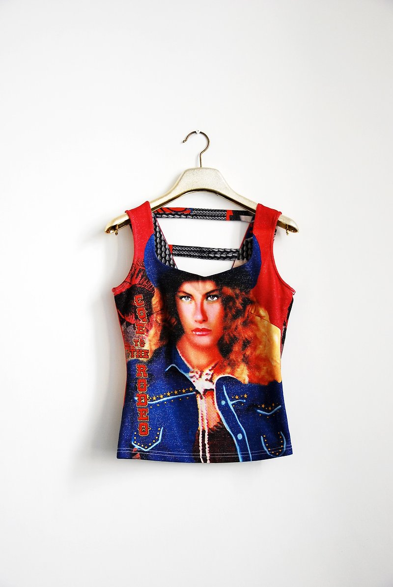 Vintage portrait halter vest - เสื้อกั๊กผู้หญิง - วัสดุอื่นๆ 