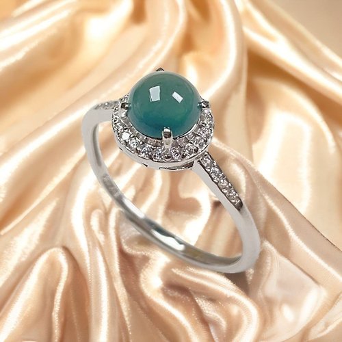 瓔珞珠寶盒 E.L.Jewelry Box 冰藍水翡翠蛋面戒指 925純銀鑲嵌 | 天然翡翠A貨 | 送禮