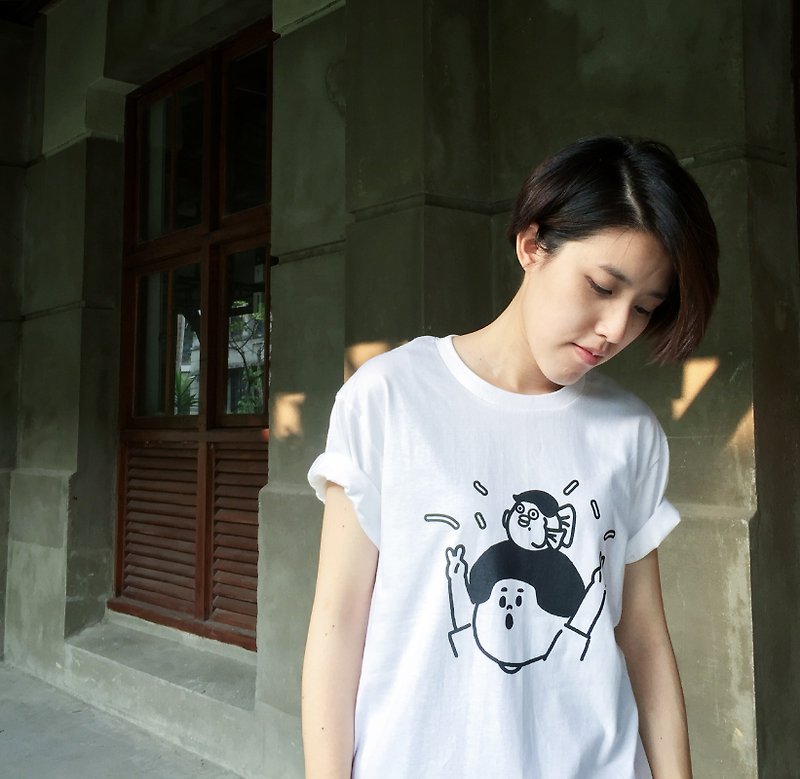 Anniversary Jie Tai - White Summer Short Sleeve - เสื้อฮู้ด - ผ้าฝ้าย/ผ้าลินิน สีดำ