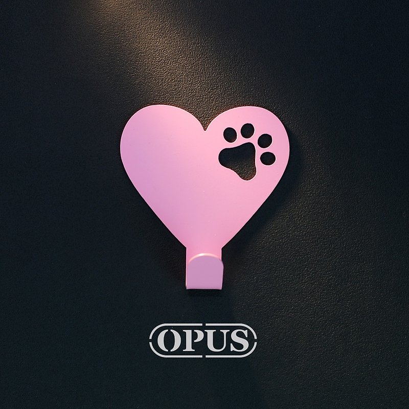 【OPUS東齊金工】當貓咪遇上符號愛心 - 掛勾(粉)/口罩收納/無痕 - 牆貼/牆身裝飾 - 其他金屬 粉紅色