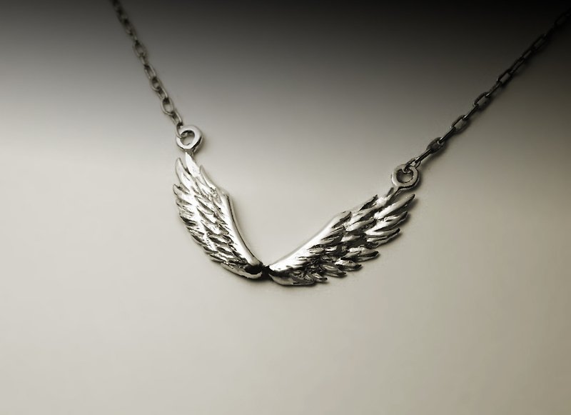 Double Wings Silver Necklace - สร้อยคอ - โลหะ สีเงิน