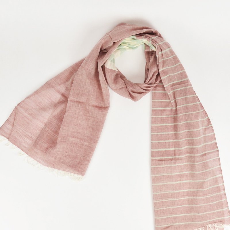 Handwoven Fulia Cotton Scarves - Purple Puff Banquet - Fair Trade - ผ้าพันคอถัก - ผ้าฝ้าย/ผ้าลินิน สีแดง