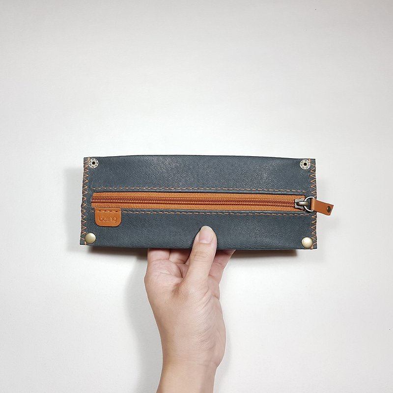 Patented Transformer Pencil & Stationary Bag_ grey - Pencil Cases - Genuine Leather Gray