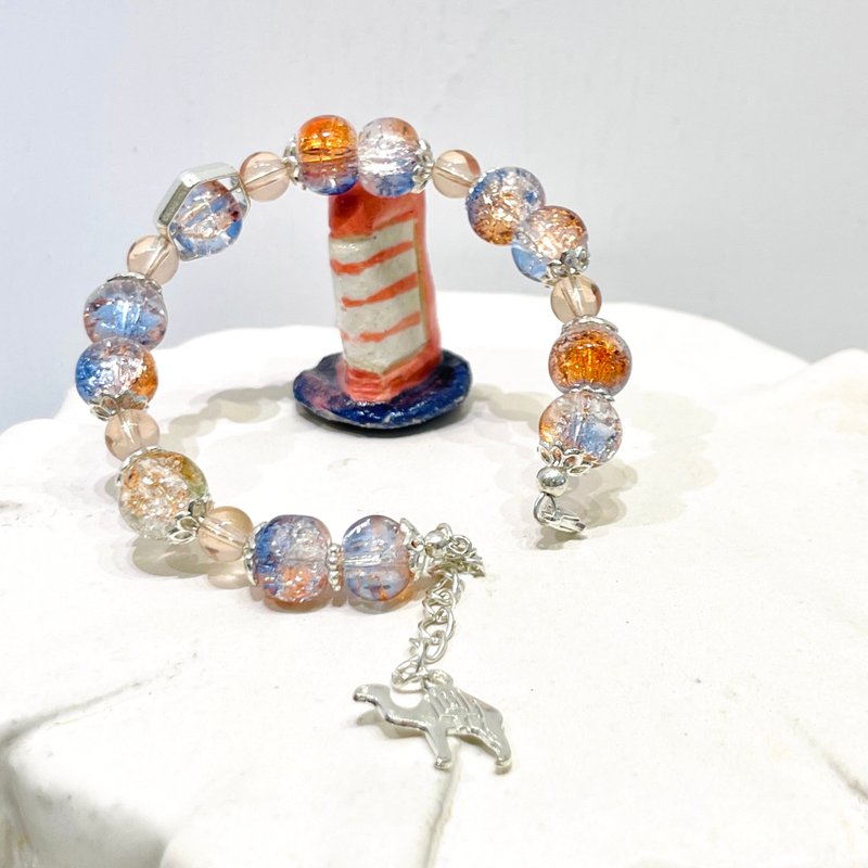 Taiwanese designer handmade jewelry-ice crystal bead bracelet [New Chinese Style-Dunhuang Trip] - สร้อยข้อมือ - กระจกลาย 