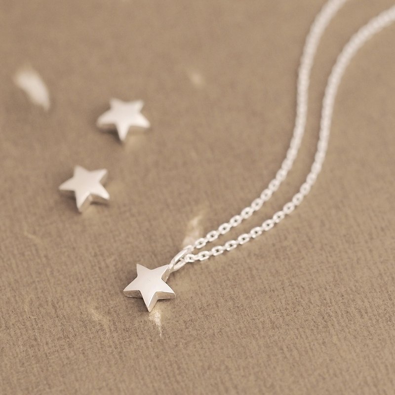 2コset) ミニ 星 ネックレス ピアス シルバー925 - 項鍊 - 其他金屬 銀色