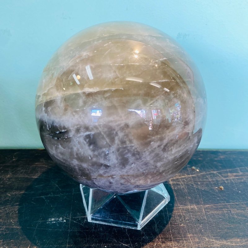茶水晶球 平和情緒 避邪 堅毅信念 A190 - 擺飾/家飾品 - 水晶 卡其色