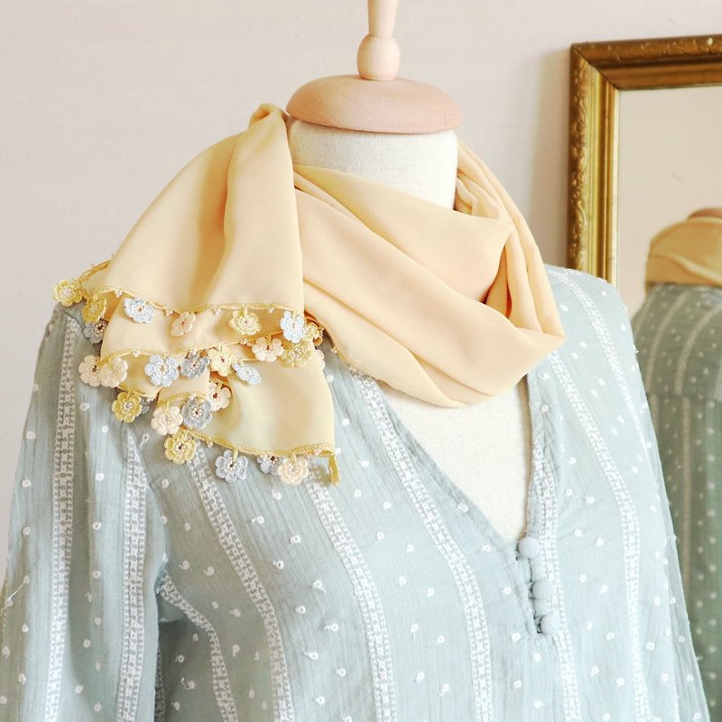 OYA crochet chiffon shawl【MARY】Dandelion - ผ้าพันคอ - ไฟเบอร์อื่นๆ สีเหลือง
