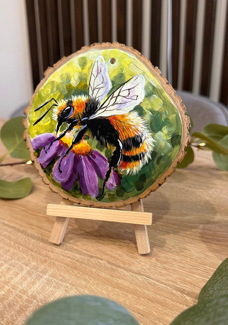 Painting on Wooden Slice - 壁貼/牆壁裝飾 - 其他材質 
