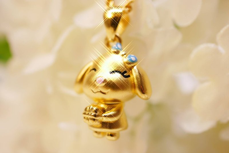 禮物狗狗墜子-(硬金款式) - 項鍊 - 24k 金 金色