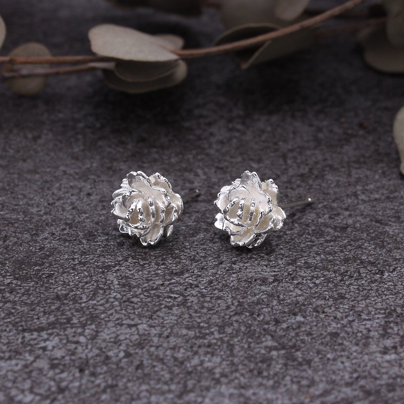 Cherry blossom earrings sterling silver flower series - ต่างหู - เงินแท้ สีเงิน